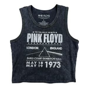 Pink Floyd Dark Side of the Moon London 1973 Crop Tank Top Black Large